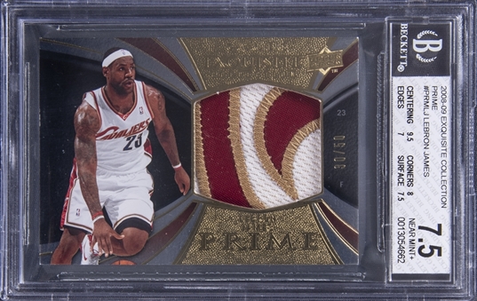 2008-09 UD "Exquisite Collection" Prime #PRM-LJ LeBron James Game Used Patch Card (#30/50) – BGS NM+ 7.5